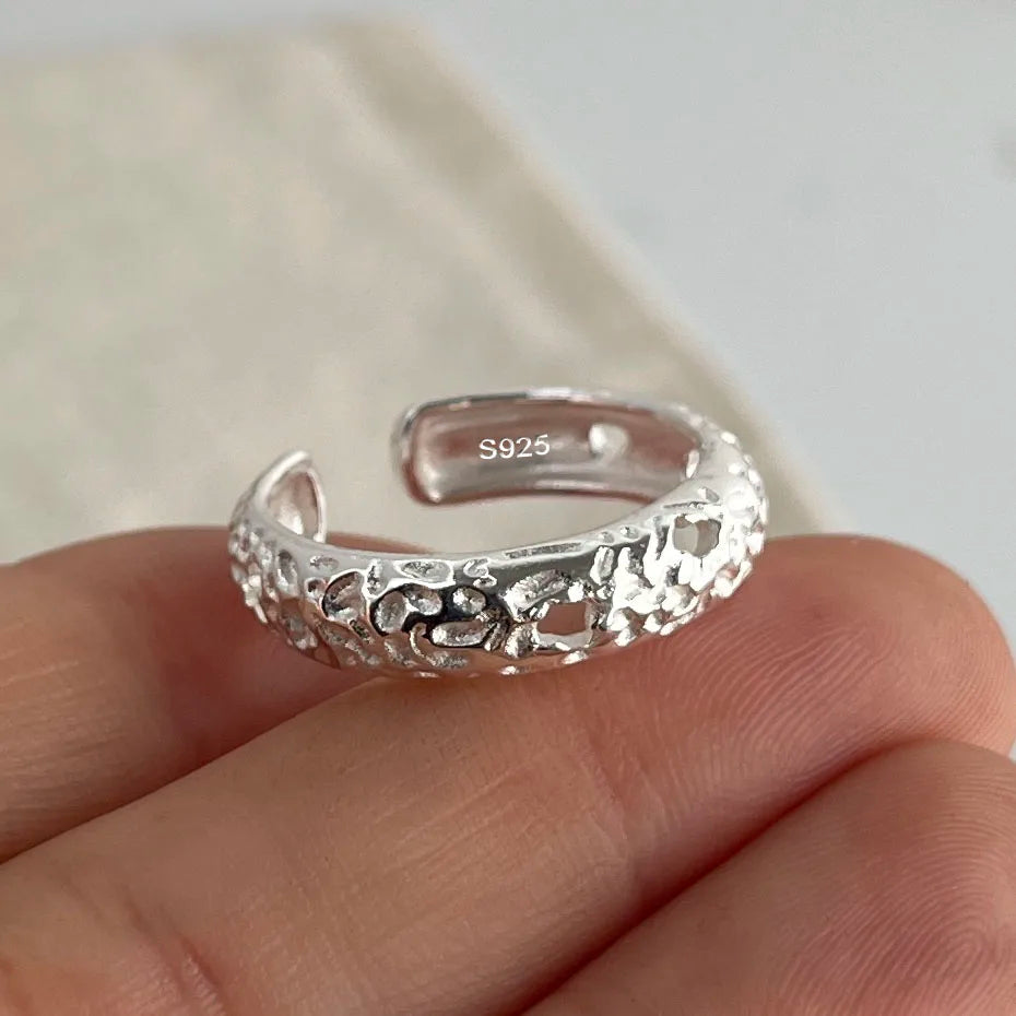 خواتم من الفضة الإسترليني عيار 925 للنساء والأزواج، بتصميم بسيط مصنوع يدويًا، مزينة بالزهور والأقواس والقلوب، هدية مجوهرات فاخرة، مضادة للحساسية.