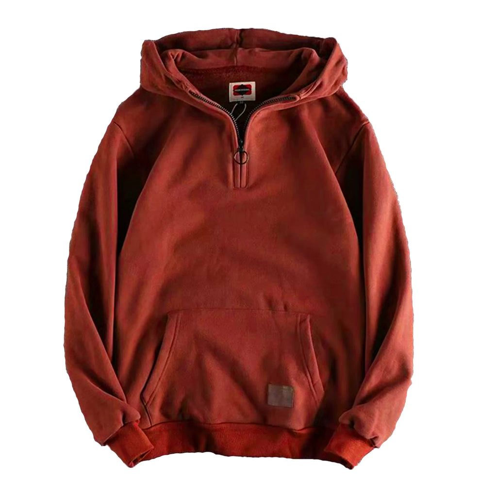 Half Zip Baggy Hoodie Men Pullover Longsleeve Casual Hoodies Fashion Vintage Hooded Sweatshirt