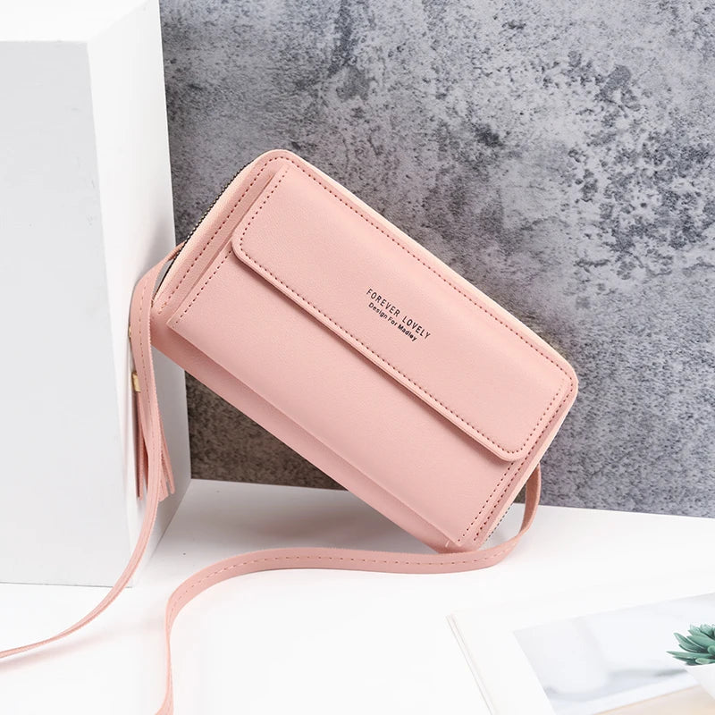 2024 new large-capacity multi-functional solid color one-shoulder bag fashion simple horizontal slung mobile phone bag lady