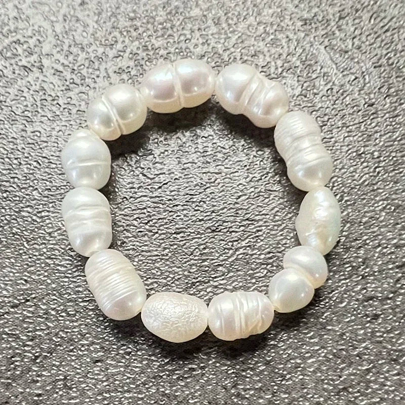 خاتم أنيق من لؤلؤ المياه العذبة مع خرز من الفولاذ المقاوم للصدأ، خواتم زفاف عصرية مصنوعة يدويًا للنساء والفتيات، متوفرة بالجملة