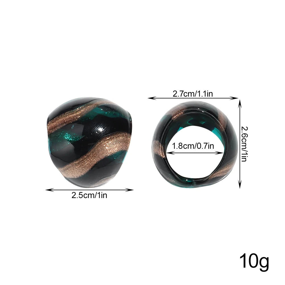 خواتم مورانو عتيقة سميكة للنساء، خواتم ليولي فريدة متعددة الألوان مخططة، مجوهرات عصرية، هدية عيد ميلاد