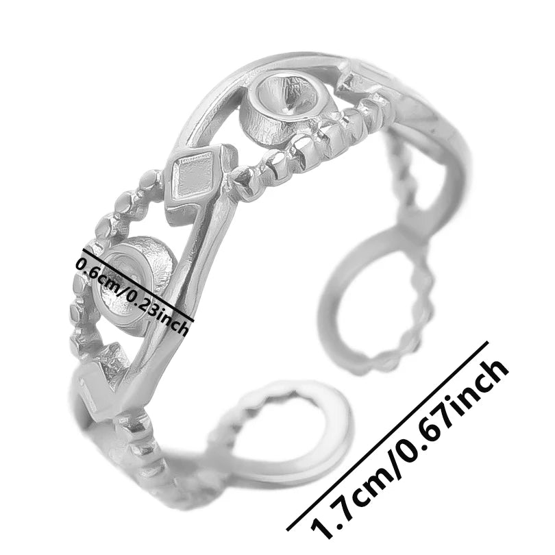 خواتم من الفولاذ المقاوم للصدأ بتصميم هندسي دائري بيضاوي على شكل قلب، قابلة للتعديل، مصنوعة يدويًا، مناسبة للنساء والرجال، بتصميم مفتوح.