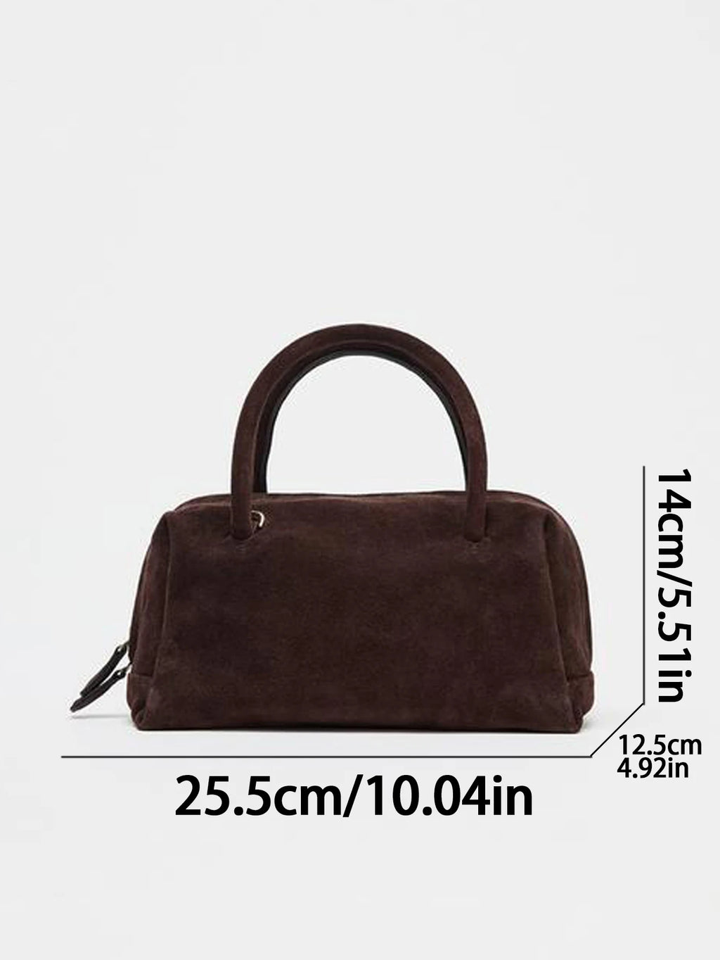 حقيبة نسائية بكتف واحد، حقيبة بولينج يدوية من جلد الغزال بسحاب، حقيبة نسائية من بوسطن الكورية