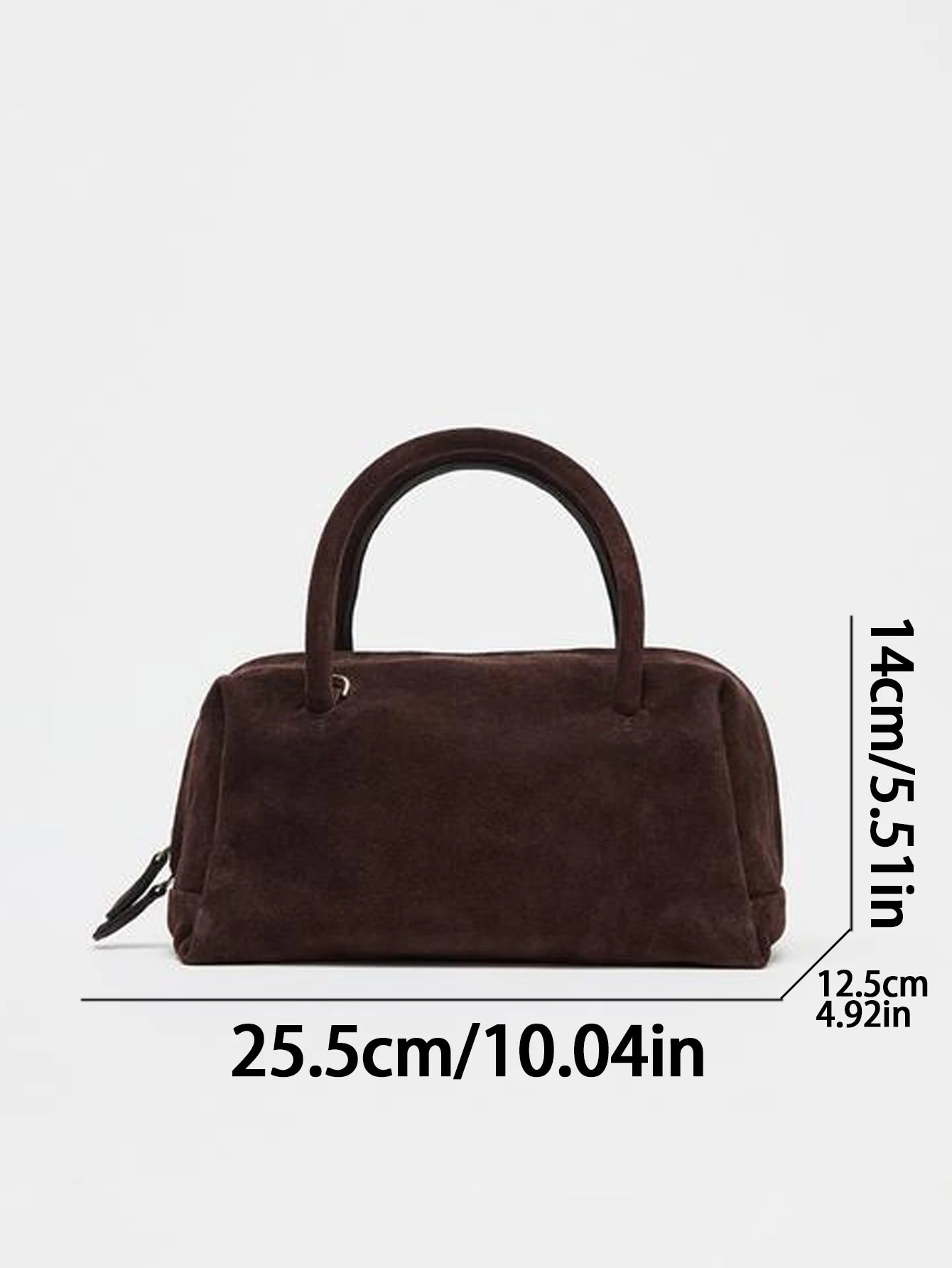 حقيبة نسائية بكتف واحد، حقيبة بولينج يدوية من جلد الغزال بسحاب، حقيبة نسائية من بوسطن الكورية