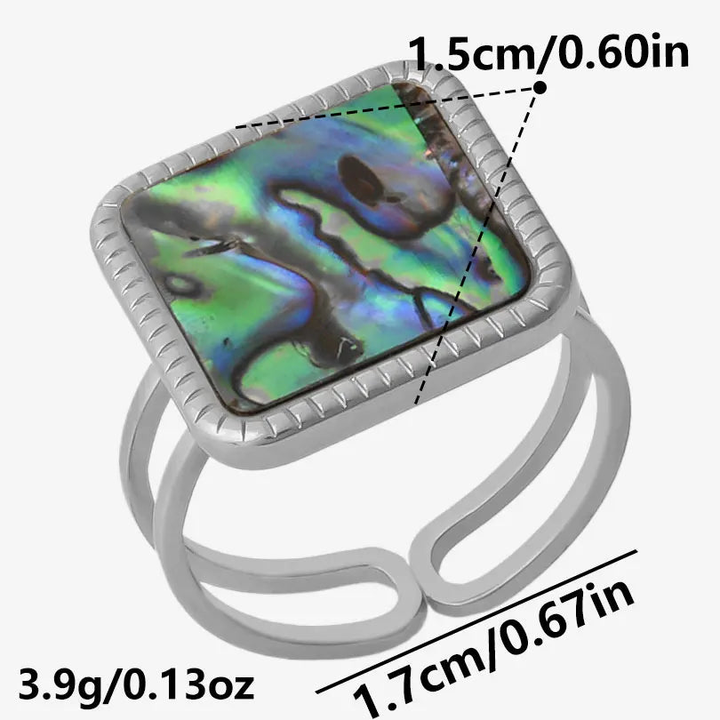 خاتم واحد عصري من الفولاذ المقاوم للصدأ، بتصميم هندسي مستوحى من البحر الطبيعي، مفتوح وسميك، بنمط صدفة بحرية، قطعة واحدة، مجوهرات نسائية عتيقة غير منتظمة