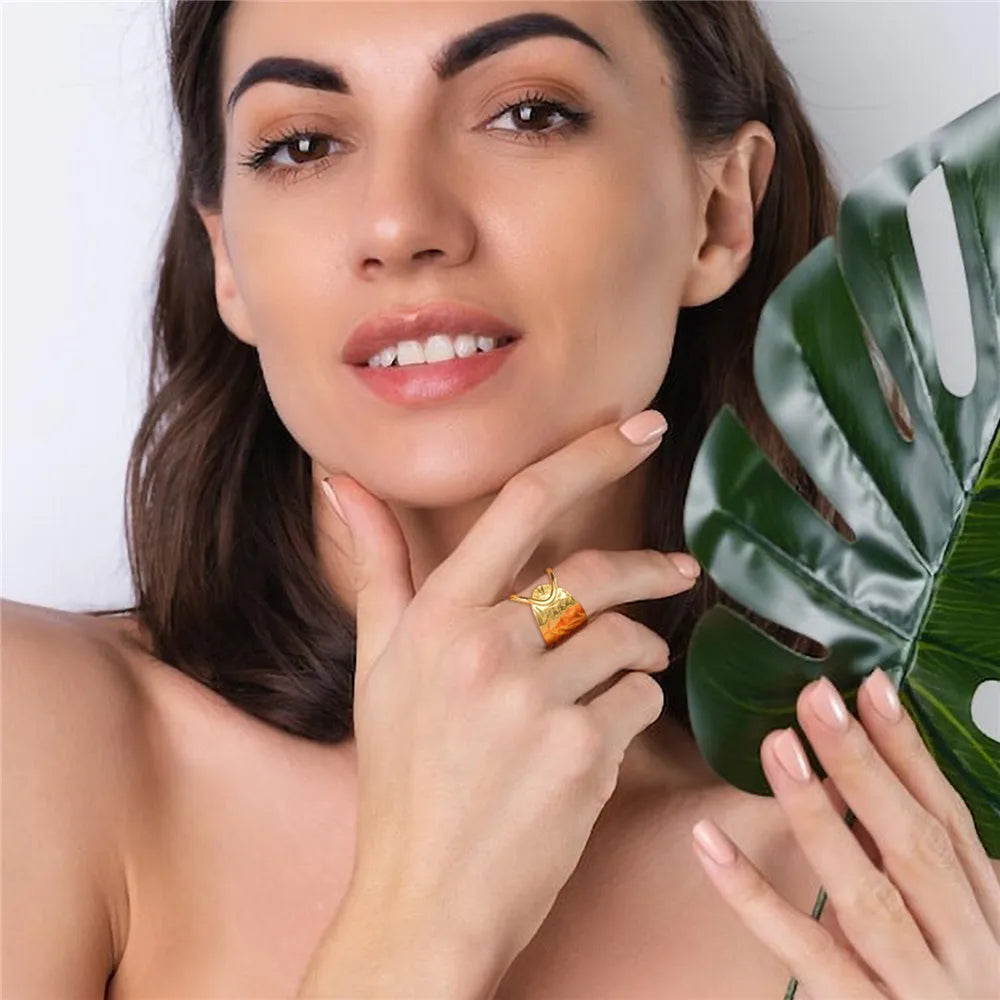 خواتم نسائية من الفولاذ المقاوم للصدأ بتصميم قلب هندسي أنيق، قابلة للتعديل، مفتوحة الأصابع، مجوهرات عصرية للحفلات، هدايا بالجملة