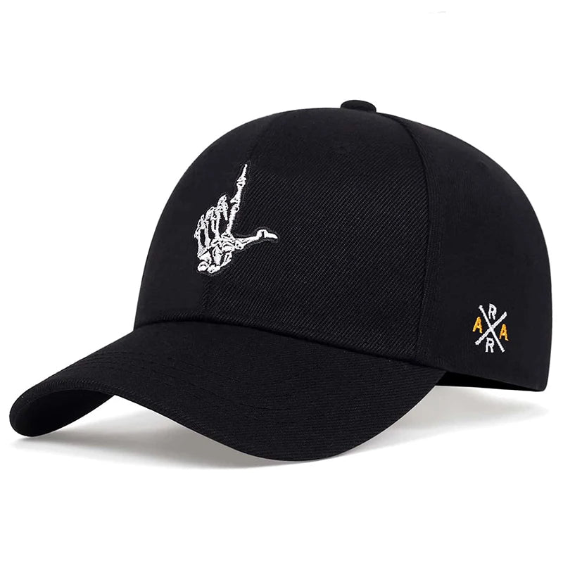 قبعات بيسبول مطرزة بأصابع هيكل عظمي للجنسين للربيع والخريف قبعات كاجوال قابلة للتعديل وقبعة واقية من الشمس