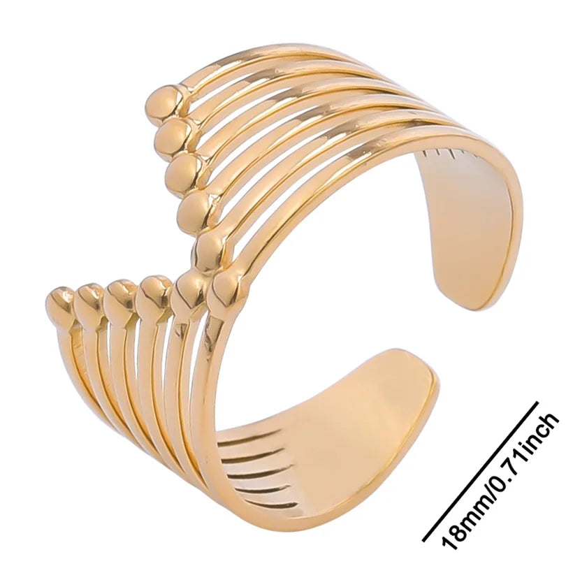 خواتم أنيقة مطلية بالذهب من الفولاذ المقاوم للصدأ، 6 قطع/مجموعة، بتصميمات زهور ونجوم وأوراق شجر وحب وثعبان، خواتم مجردة، مجوهرات نسائية بالجملة