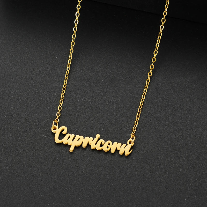 Stainless Steel 12 Zodiac Constellation Necklace for Women Aries Gemini Aquarius Pisces Leo Pendants Necklaces Astrology Jewelry