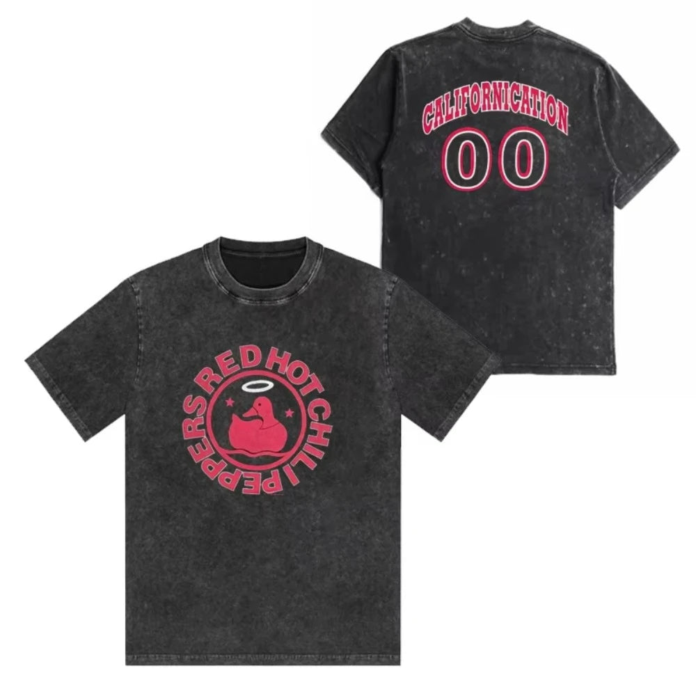 تي شيرت رجالي ونسائي مطبوع عليه شعار فرقة ريد هوت تشيلي بيبرز، مصنوع من القطن المغسول بتصميم هيب هوب، بأكمام قصيرة، ومقاسات كبيرة، مناسب للصيف