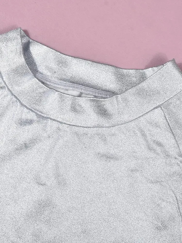 2024 جديد الخريف المرأة سترة البلوز الفضة بسيطة عارضة قميص الشارع الإناث طويلة الأكمام قمم تي شيرت