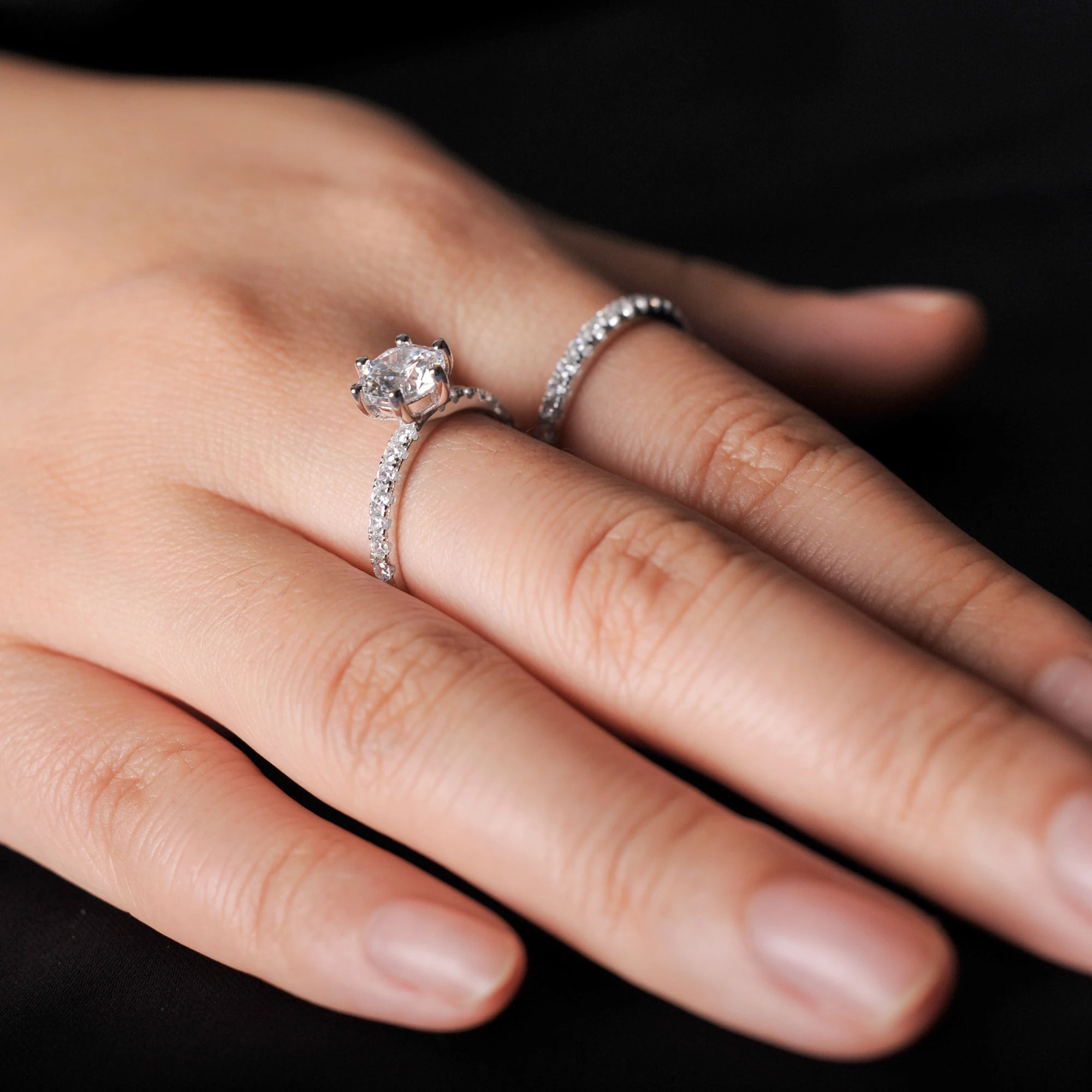 خاتم خطوبة سوليتير من بوتي، مرصع بحجر الزركونيا المكعب، 1.5 قيراط، بتصميم دائري، هدية زفاف، مجموعة هدايا الذكرى السنوية، فضة إسترليني عيار 925