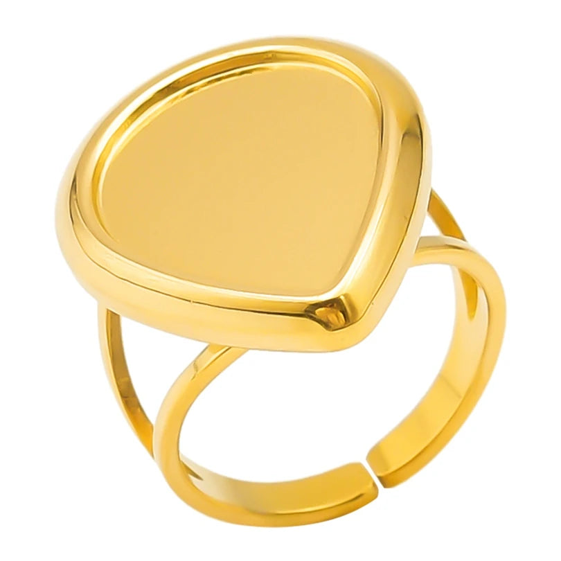 خمس قطع من حلقات قابلة للتعديل مطلية بالذهب ومصنوعة من الفولاذ المقاوم للصدأ، مثالية للنساء، هدية رائعة للفتيات، لا يتغير لونها أبداً.