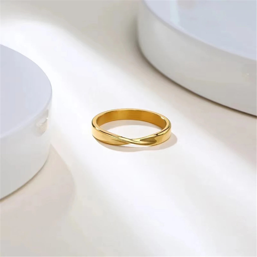 خاتم موبيوس رفيع 3 مم، مصنوع من الفولاذ المقاوم للصدأ بتصميم ملتوي، خاتم زفاف للنساء، هدية حب لا متناهية