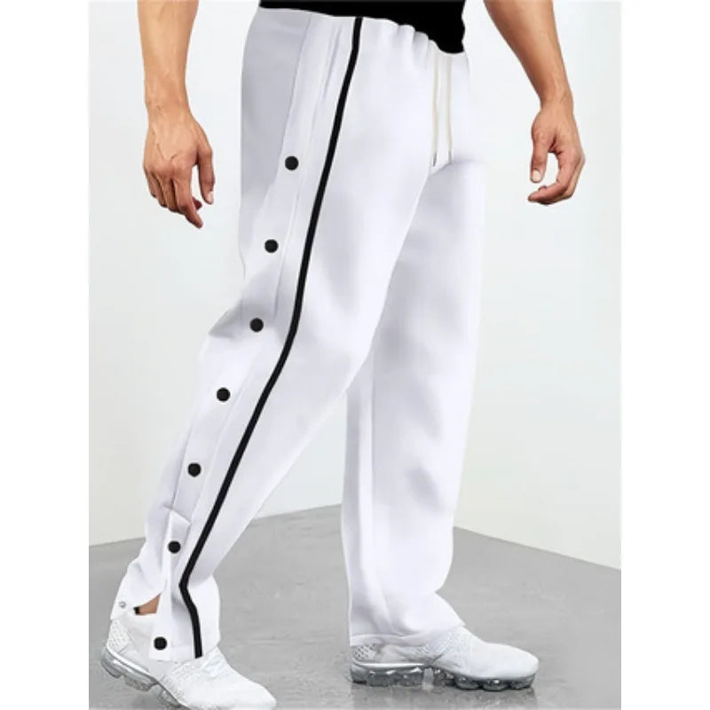 Autumn New Fashion Men's Casual Sports Buttoned Pants Straight Drawstring Trousers
