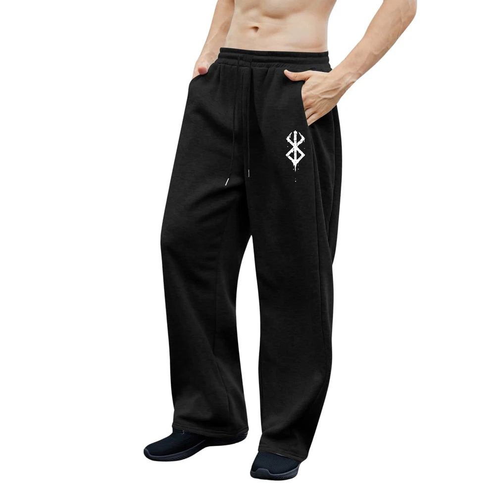 Latest Model Men's Pants Simple Print Casual Sweatpants Elastic Waist Drawstring Pants Suitable Corduroy Men Pants Vintage