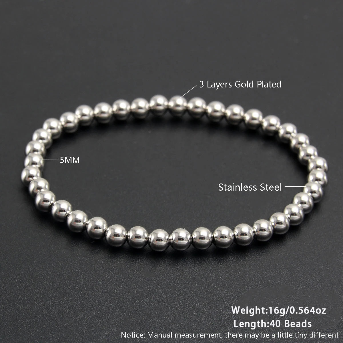 أساور SUNSLL الكلاسيكية المصنوعة من الفولاذ المقاوم للصدأ والمطلية بالذهب والمصنوعة من الخرز المرن، مجوهرات رائعة للحفلات للجنسين مقاومة للماء