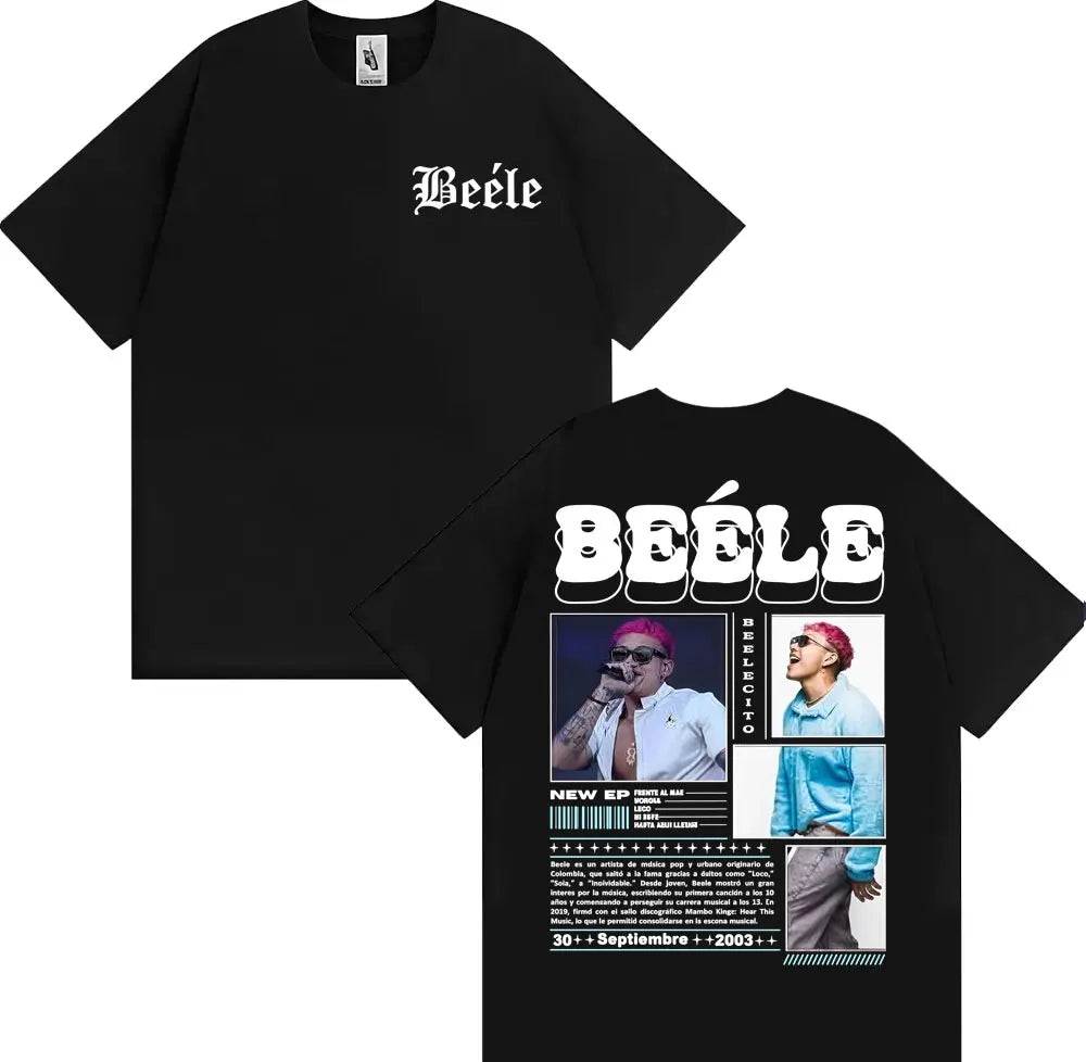 تي شيرتات رجالية ونسائية من ألبوم Rapper BEELE Tour 2025، تي شيرتات موسيقى الهيب هوب والبوب، تي شيرتات الشارع، قطن 100%، تي شيرتات كبيرة الحجم، ملابس الشارع