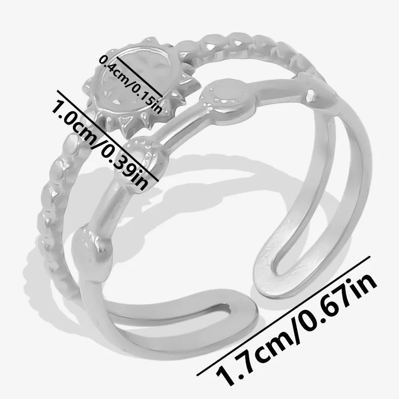 5 قطع/مجموعة خواتم من الفولاذ المقاوم للصدأ، لون ذهبي، قابلة للتعديل، مفتوحة، بتصميم عصري، مجوهرات نسائية أنيقة، لا يتغير لونها