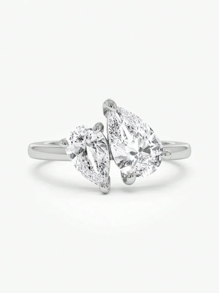 خواتم فضية عيار 925 بتصميم قطرات الماء المتلألئة المتشابكة مع أحجار الكمثرى الشفافة البراقة، هدية مثالية للنساء، مجوهرات فاخرة لحفلات الزفاف