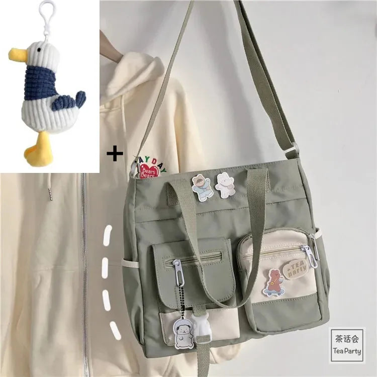 حقيبة يد نسائية من القماش النايلون المقاوم للماء، حقيبة كتف، حقيبة رسول يابانية، حقيبة كروس مدرسية للطالبات، حقيبة كتف للبنات