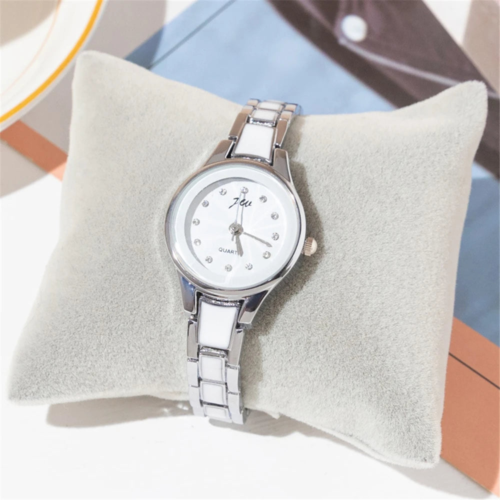 سوار أنيق وعصري من الذهب الوردي والفولاذ، مصنوع من الكوارتز، للنساء