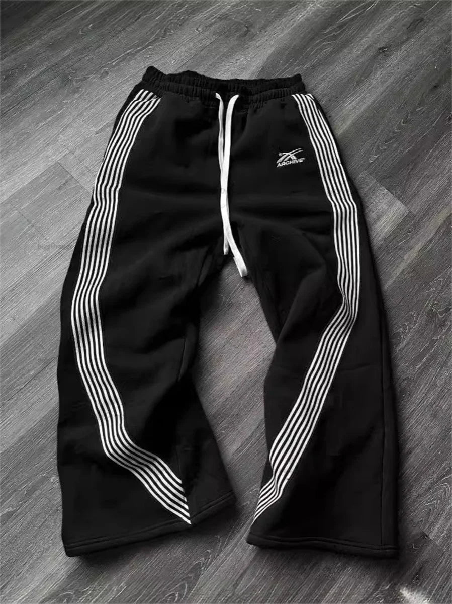 Men Striped Casual Relaxed Straight-Leg Pants Summer Trend Brand Women's Streetwear Hip-Hop Sweatpants Harajuku-Style Sweatpants