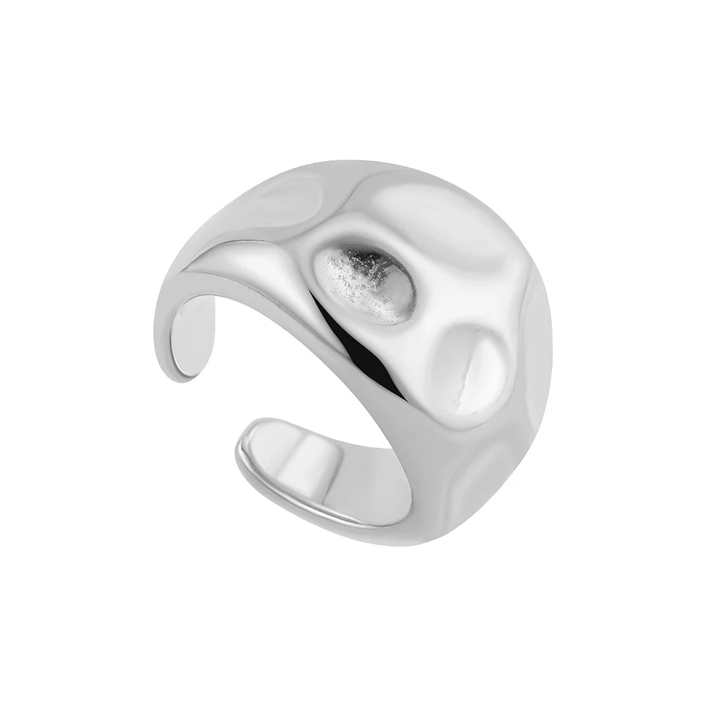 خواتم عتيقة من الفولاذ المقاوم للصدأ للنساء، بتصميم بانك، سميكة، غير منتظمة، ناعمة، قابلة للتعديل، مفتوحة، مجوهرات، هدايا زفاف