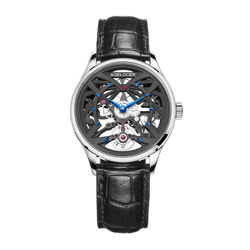 ساعة AGELOCER الأصلية Schwarzwald النسائية الفاخرة للأعمال، ساعة ميكانيكية أوتوماتيكية، هدية عيد ميلاد للنساء