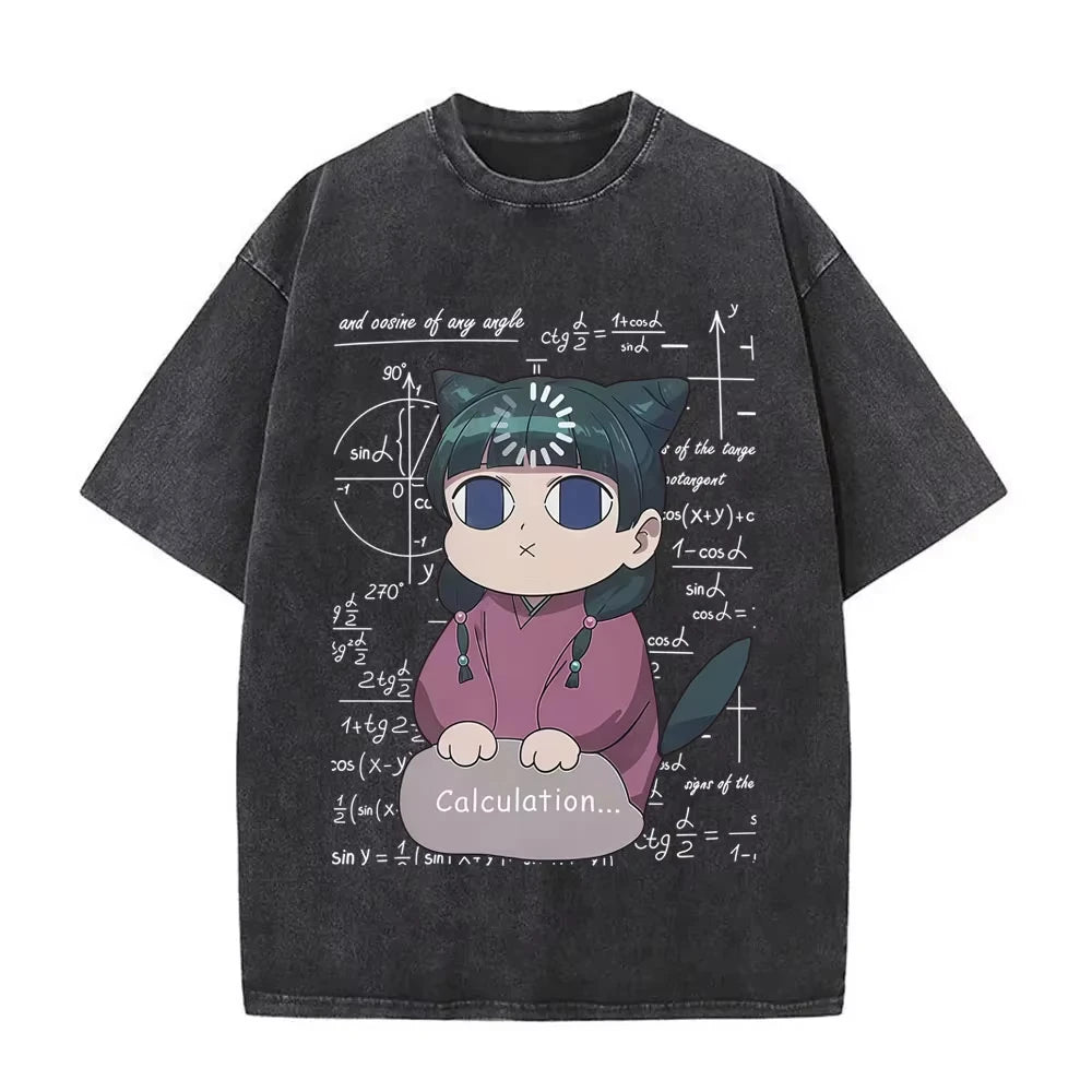 تي شيرتات بطبعة جرافيكية من مسلسل الرسوم المتحركة "مذكرات الصيدلي" من ماوماو، ملابس رجالية ونسائية، تي شيرتات كبيرة الحجم، ملابس الشارع