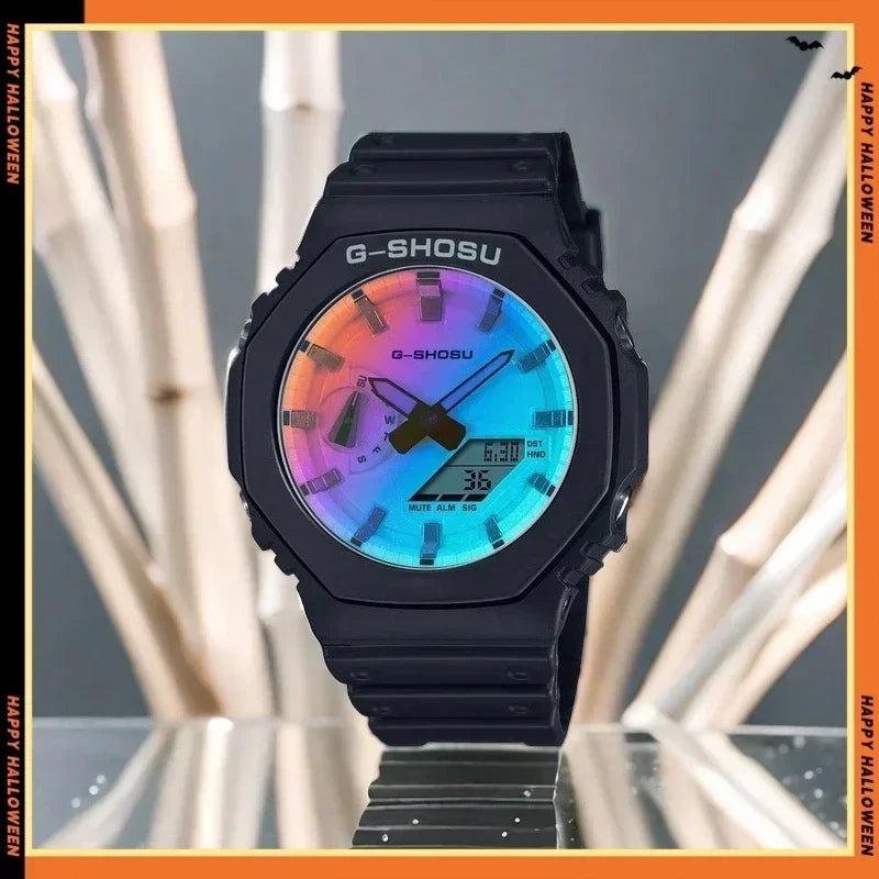 Digital Sports Men's Watch Full Function World Time LED Auto Hand Lifting Lamp Large Dial Waterproof Oak Series