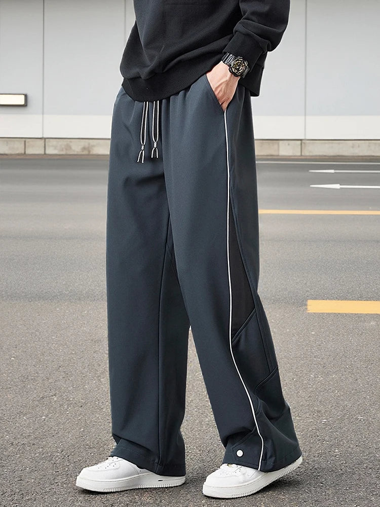 Men's Straight Sweatpants 2025 Autumn New Polyester/Spandex Streetwear Wide Leg Track Pants Loose Fit Casual Sport Trousers 8XL