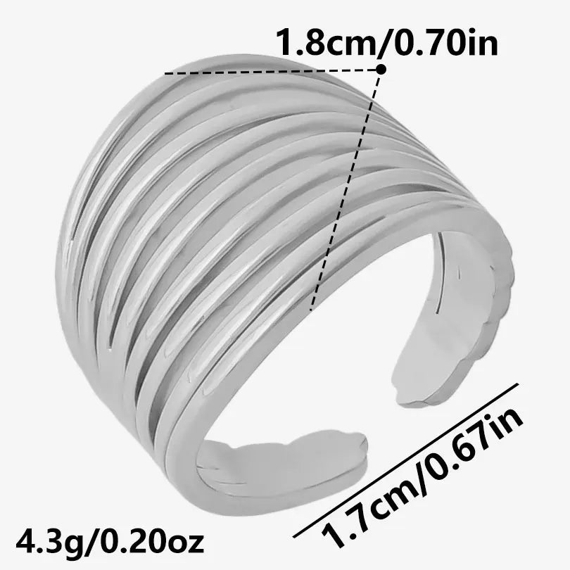 خاتم معدني عالي الجودة بتصميم غير منتظم ومجوف، مفتوح وقابل للتعديل، مصنوع من الفولاذ المقاوم للصدأ، مناسب للنساء والرجال، إكسسوارات مستوحاة من زهرة ونجمة البحر
