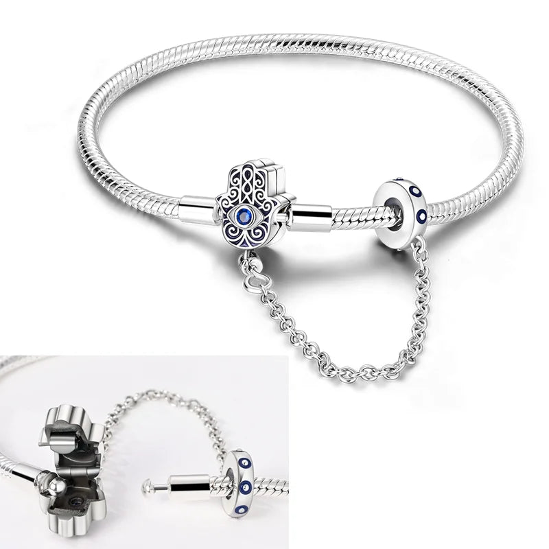 أساور من الفضة الإسترلينية عيار 925 بطول 17-20 سم على شكل فراشة على شكل ورقة البرسيم الأصلية تناسب خرز سحر DIY مجوهرات نسائية أنيقة