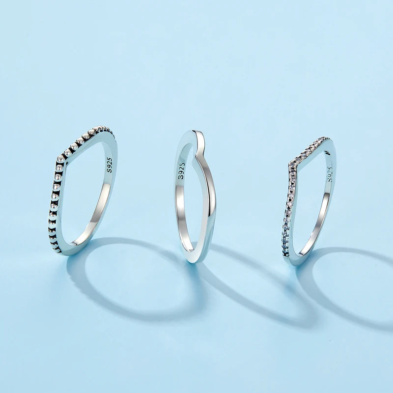 خاتم WOSTU Hot 100% من الفضة الإسترليني عيار 925 بتصميم لامع قابل للتكديس، هدية مجوهرات أصلية أنيقة للنساء XCH7649