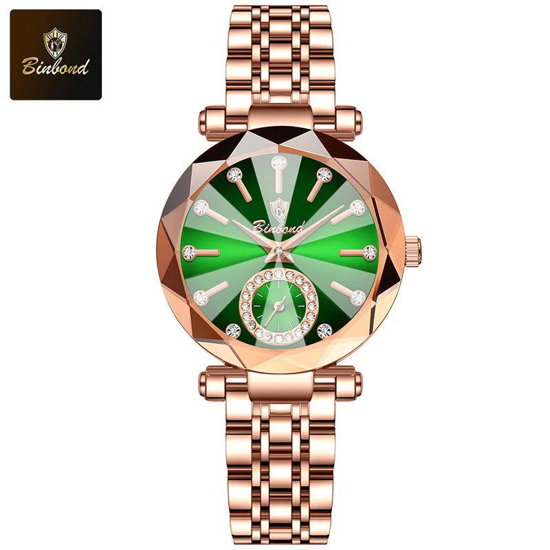 ساعة يد نسائية فاخرة وأنيقة من بينبوند، مقاومة للماء، مصنوعة من الفولاذ المقاوم للصدأ، مناسبة للإطلالات البسيطة والعصرية، تعمل بنظام الكوارتز.