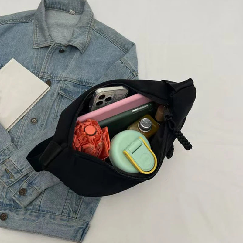 حقيبة كتف بتصميم محايد للرجال والنساء، مناسبة للنزهات غير الرسمية واستخدام العمل، مصنوعة من مادة النايلون.