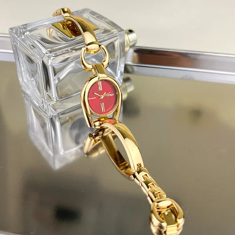 Ladies Vintage Button Hand Bracelet Watch - Casual & Fashionable