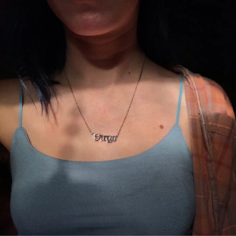 Stainless Steel 12 Zodiac Constellation Necklace for Women Aries Gemini Aquarius Pisces Leo Pendants Necklaces Astrology Jewelry