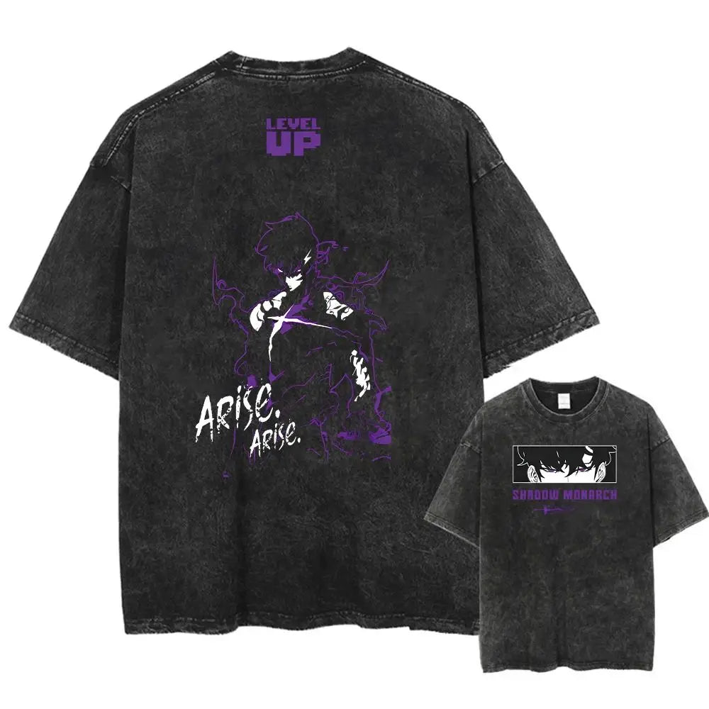 تي شيرت هاراجوكو عتيق بأكمام قصيرة مطبوع عليه رسوم متحركة يابانية، تي شيرت كاجوال رجالي كبير الحجم، تي شيرت للجنسين