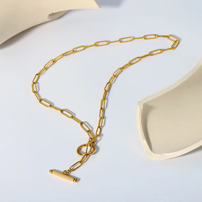 Stainless Steel Hear necklaces For Women Gold/Silver Color Metal Toggle Clasp Choker Collier Femme Valentine's Day Gift