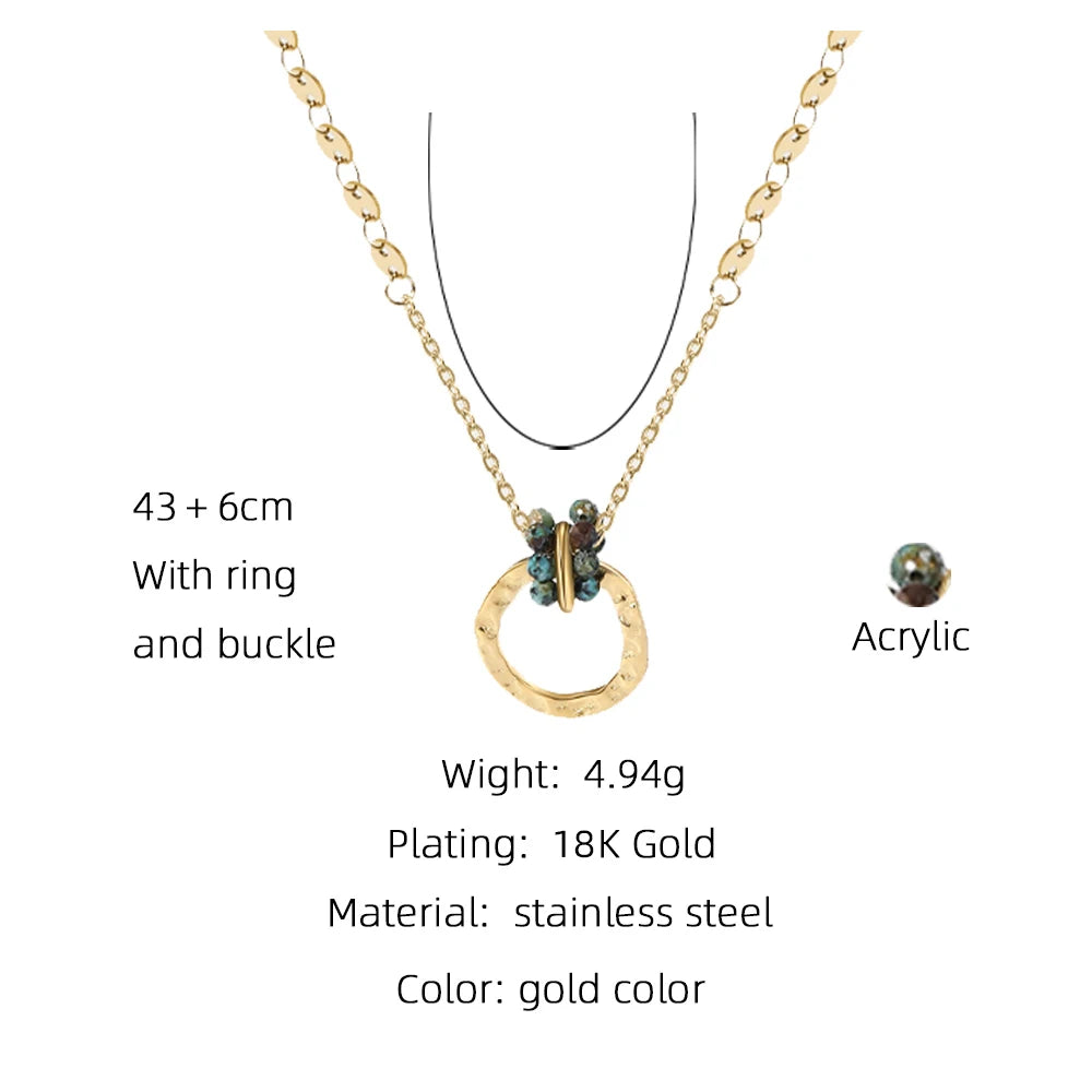 قلادات YA-CHAN المصنوعة من الفولاذ المقاوم للصدأ للنساء، قلادة من حجر الفيروز الأفريقي الطبيعي، مطلية بالذهب عيار 18 قيراطًا بتقنية PVD، هدية مجوهرات