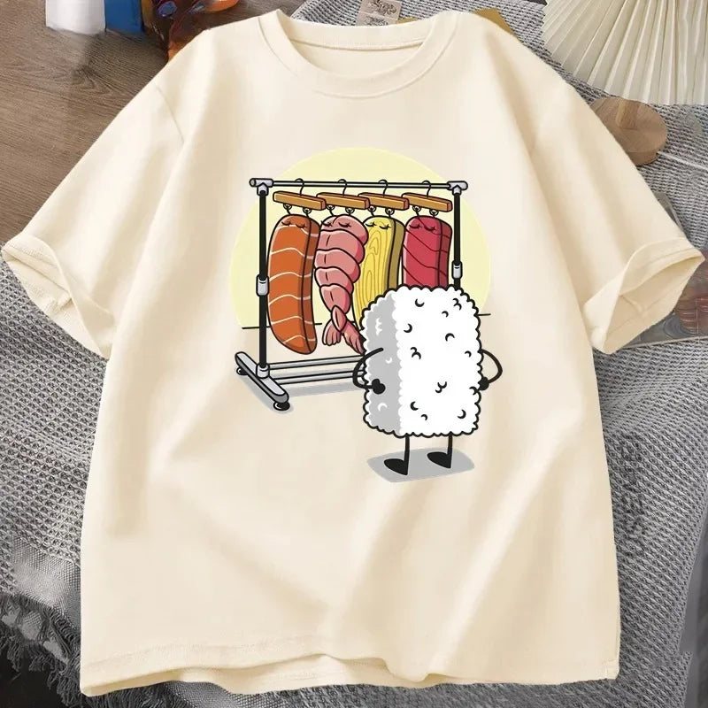 Sushi Wardrobe T Shirt Women Funny T-shirt Graphic T Shirts Loose Short-sleeve Pritned Tshirt Women Tops