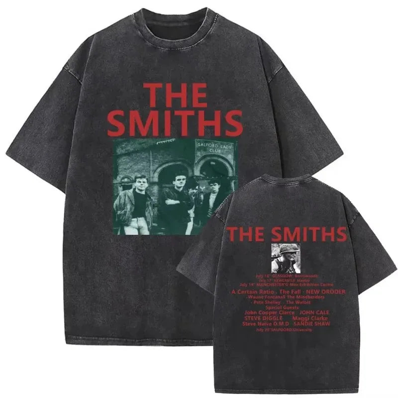 تي شيرت رجالي ونسائي مطبوع عليه شعار فرقة الروك البريطانية The Smiths The Queen Is Dead، تي شيرت بديل من فرقة موريسي المستقلة من ثمانينيات القرن العشرين