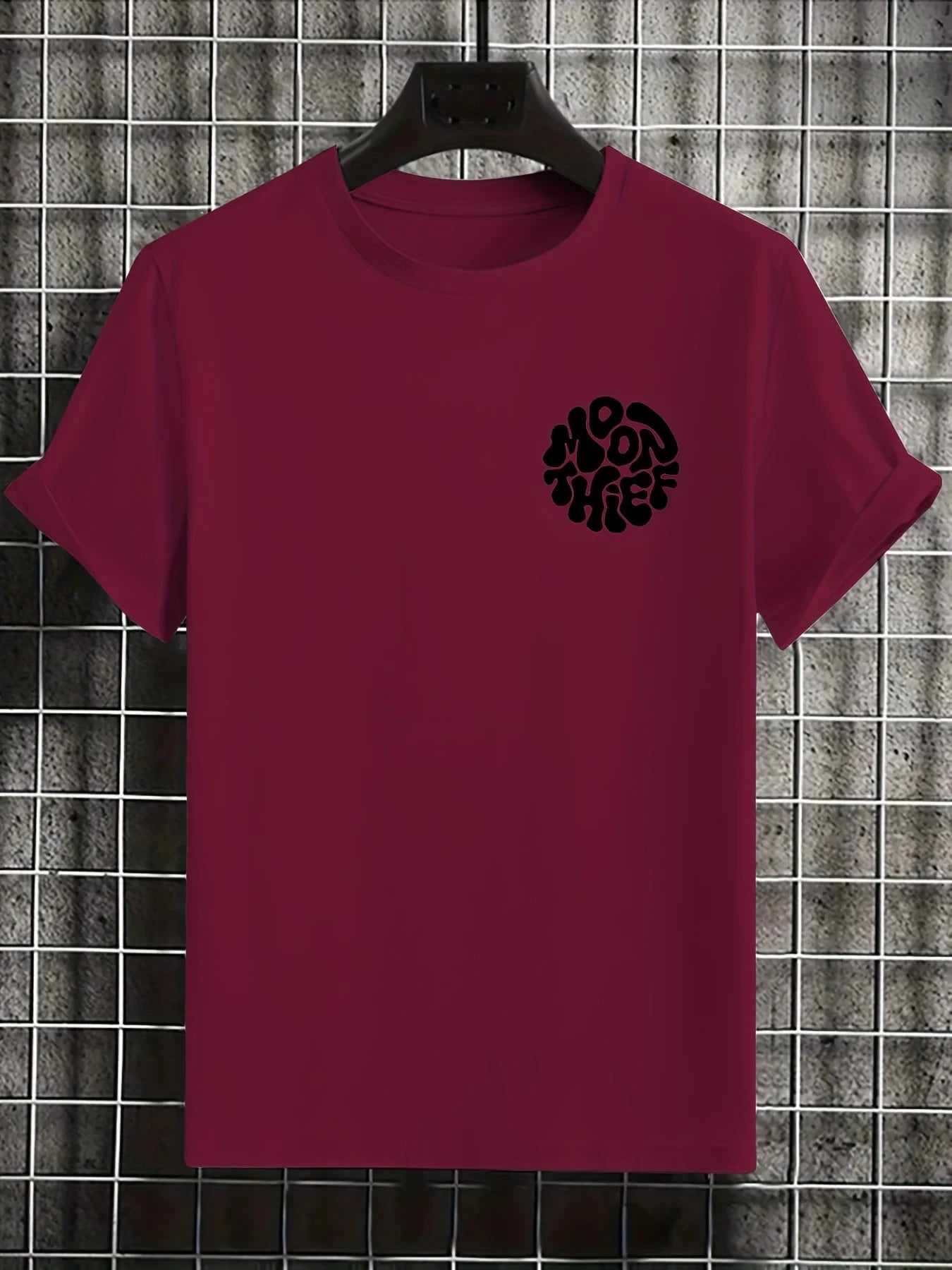 تيشيرت رجالي قطني 100%، عصري، فضفاض، بمقاسات كبيرة، مطبوع عليه نقش حروف مجرة، بياقة دائرية وأكمام قصيرة