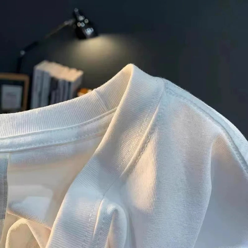 تيشيرت رجالي مطبوع على الوجهين، تيشيرت بوليستر مريح يسمح بمرور الهواء، مزين برسومات وتصاميم فنية مستوحاة من أفينيدا، قطعة علوية صيفية أنيقة، ناعم