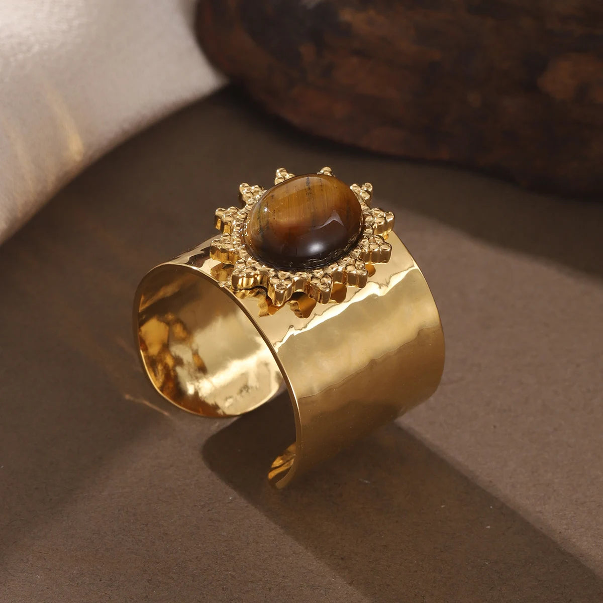 خاتم نسائي من الفولاذ المقاوم للصدأ من كرينج كوكو، قابل للتعديل، بتصميم شجرة الحياة، مرصع بأحجار الراين، خاتم أنيق للمواعدة للنساء