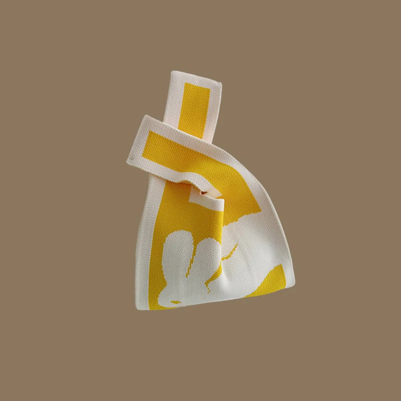 حقائب يد نسائية أنيقة مصنوعة يدويًا محبوكة، حقيبة معصم صغيرة بعقدة، حقيبة تسوق كورية كاجوال قابلة لإعادة الاستخدام