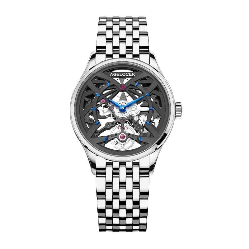 ساعة AGELOCER الأصلية Schwarzwald النسائية الفاخرة للأعمال، ساعة ميكانيكية أوتوماتيكية، هدية عيد ميلاد للنساء