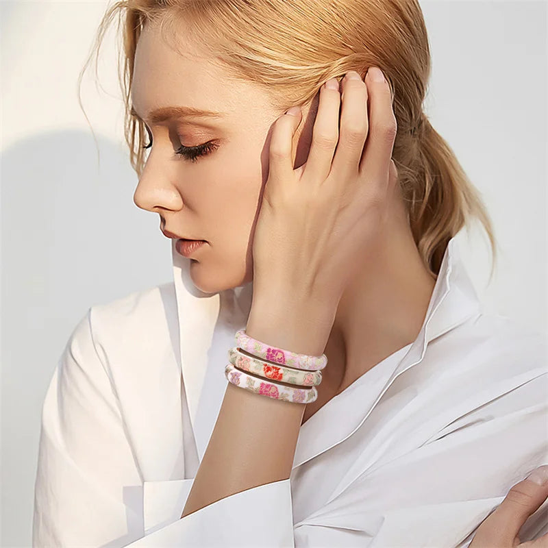 أساور مطلية بالمينا للنساء، أساور زهور نسائية، أساور هندية صينية من الفايكنج، مجوهرات أفريقية، هدايا نسائية من دبي للفتيات